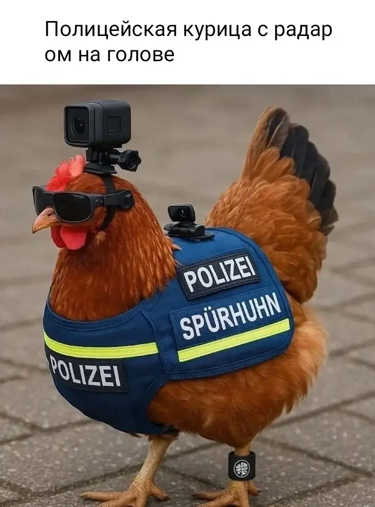 Полицейская курица с радаром на голове