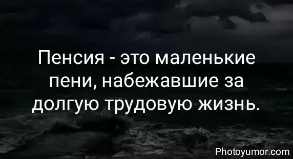 Пенсия - это маленькие пени, набежавшие за долгую трудовую жизнь.