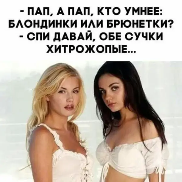 - ПАП, А ПАП, КТО УМНЕЕ: БЛОНДИНКИ ИЛИ БРЮНЕТКИ? - СПИ ДАВАЙ, ОБЕ