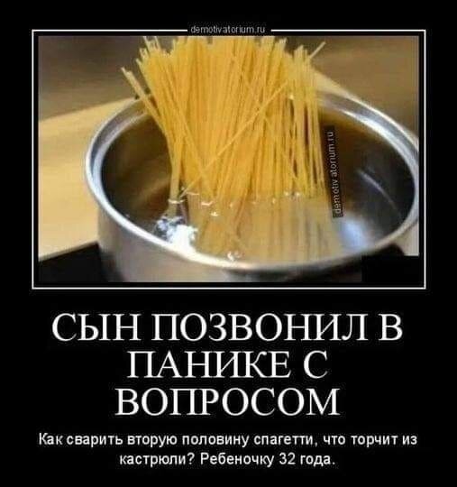 СЫН ПОЗВОНИЛ В ПАНИКЕ С ВОПРОСОМ Как сварить вторую половину спагетти